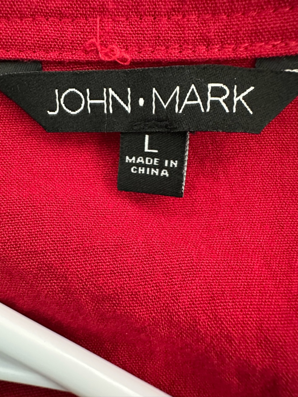 John Mark red/black colorblock l/s blouse with decorative buttons size large - Picture 4 of 6